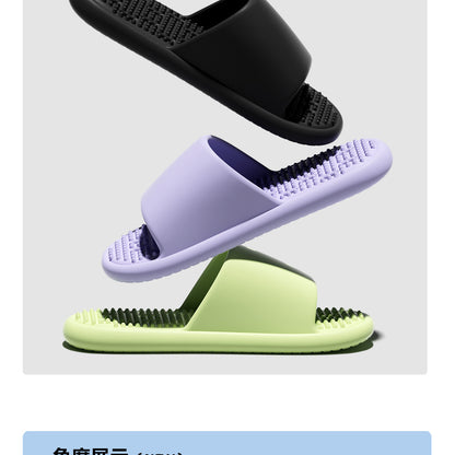 New Summer Home Bathroom Hollow Anti-Slip Men's Slippers That Feel Like Stepping on Shit, Convenient and Breathable Soft-Soled Women's Slippers for Outdoor Wear