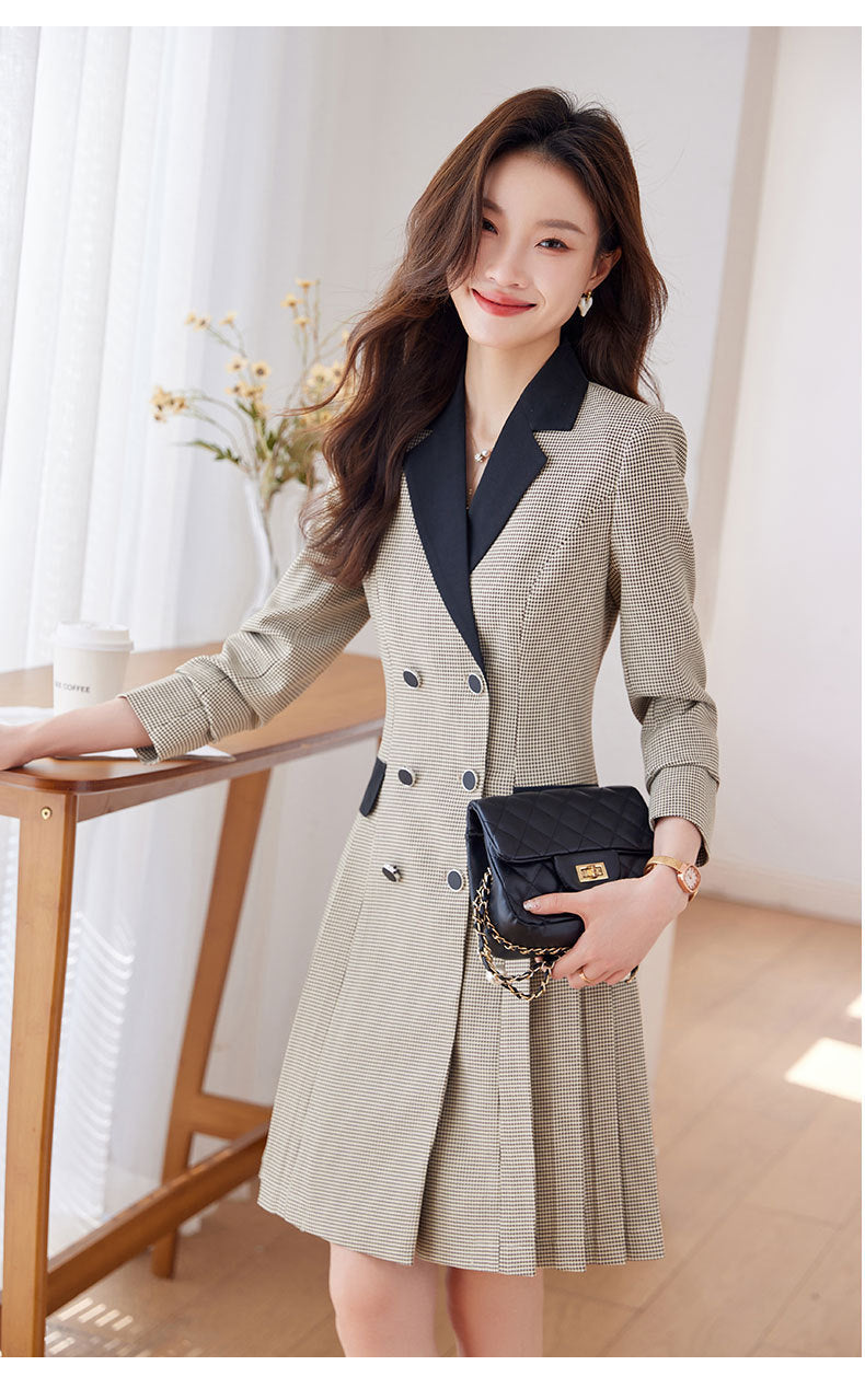 French Hepburn Style Small Black Dress High Sense High Cold Royal Sister Fried Street Small Fragrance Style Pleated Professional Suit dress Summer