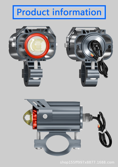 Cross-Border Motorcycle Led White and Yellow Double Low Beam Big Face Cat External Electric Vehicle Spotlight Headlight Modification