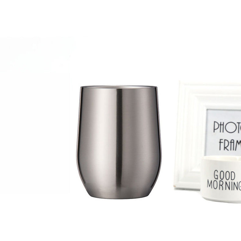 304 Stainless Steel Eggshell Cup Portable Cross-Border U-Shaped Wine Thermos Cup 12oz Cup American Style Wholesale Aviation Cup