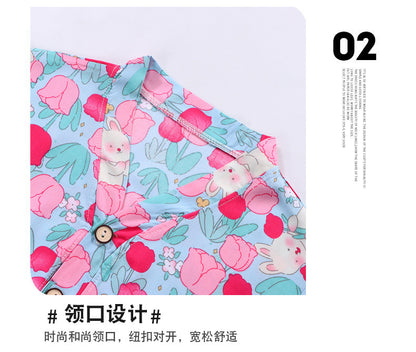 Children's Home Clothes Cotton Silk Suit Summer Boys and Girls Pajamas Artificial Cotton Two-Piece Set Cotton Silk Air-Conditioned Clothes Kidsren's Clothing