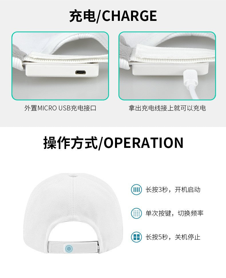 Four Seasons Korean Style Unisex Light-Up Baseball Cap Led Fiber Optic Light-Up Hat Black and White Couple Trendy Breathable Cap