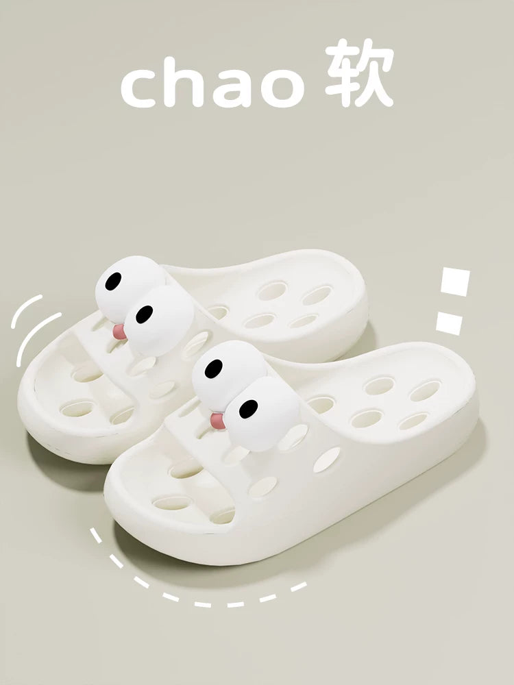 Bathroom Bath Slippers Women's Cartoon Eyes New Summer Home Dormitory Hotel Anti-slip Water Leakage Quick-drying Sandals for Men