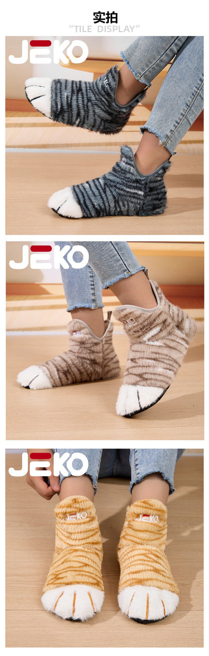 Cross-Border Autumn and Winter Yoga Shoes with Fleece Lining for Warmth, Indoor Shoes for Men and Women, Non-Slip, Silent, Slip-On, Closed-Toe, Soft Plush Cotton Shoes