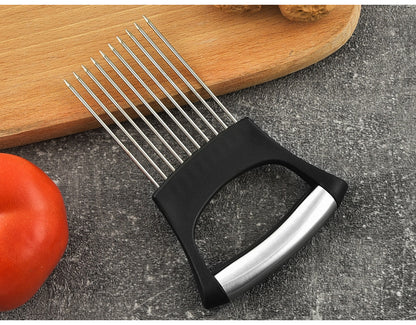 Stainless Steel Onion Needle Slicer Pine Needle Meat Tenderer Vegetable Cutting Kitchen Gadget Onion Insert Slicing Holder