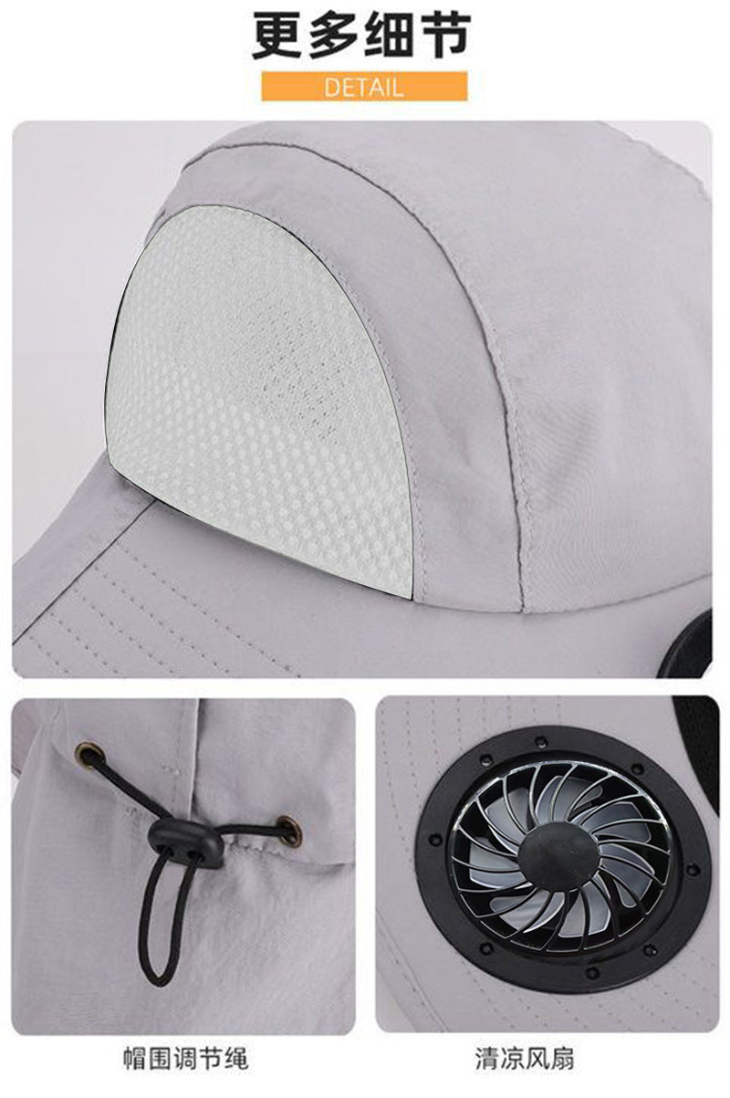 Solar Fan Hat, Summer Shawl, Neck Protection, Sun Protection Hat, Men's Outdoor Fishing and Hiking Hat, New Style Hat