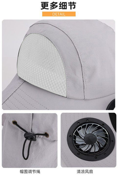 Solar Fan Hat, Summer Shawl, Neck Protection, Sun Protection Hat, Men's Outdoor Fishing and Hiking Hat, New Style Hat