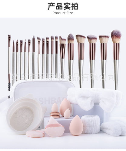 Cross-border makeup brush suit 31-piece set combination beauty egg powder puff portable storage bag foundation brush beauty wholesale