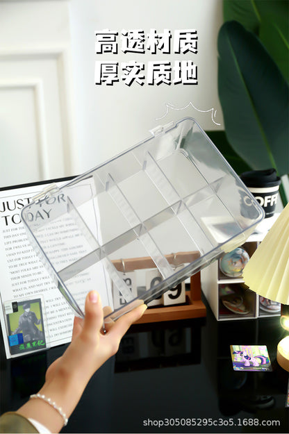 Card Storage Box, Card Organizer, Acrylic Compartment Display Rack, Stackable Drawer for Home Use