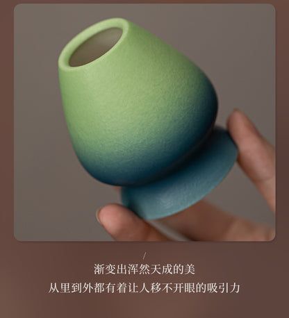 Japanese-Style Matcha Set with Gradient Ceramic Whisk, Tea Bowl, Whisk Holder, and Tea Brush