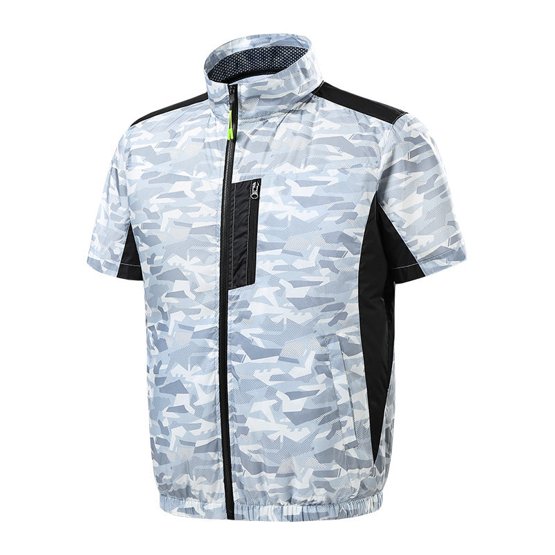 Summer new short-sleeved heatstroke prevention and cooling with fan air conditioning clothing men's work charging refrigeration welder cooling overalls