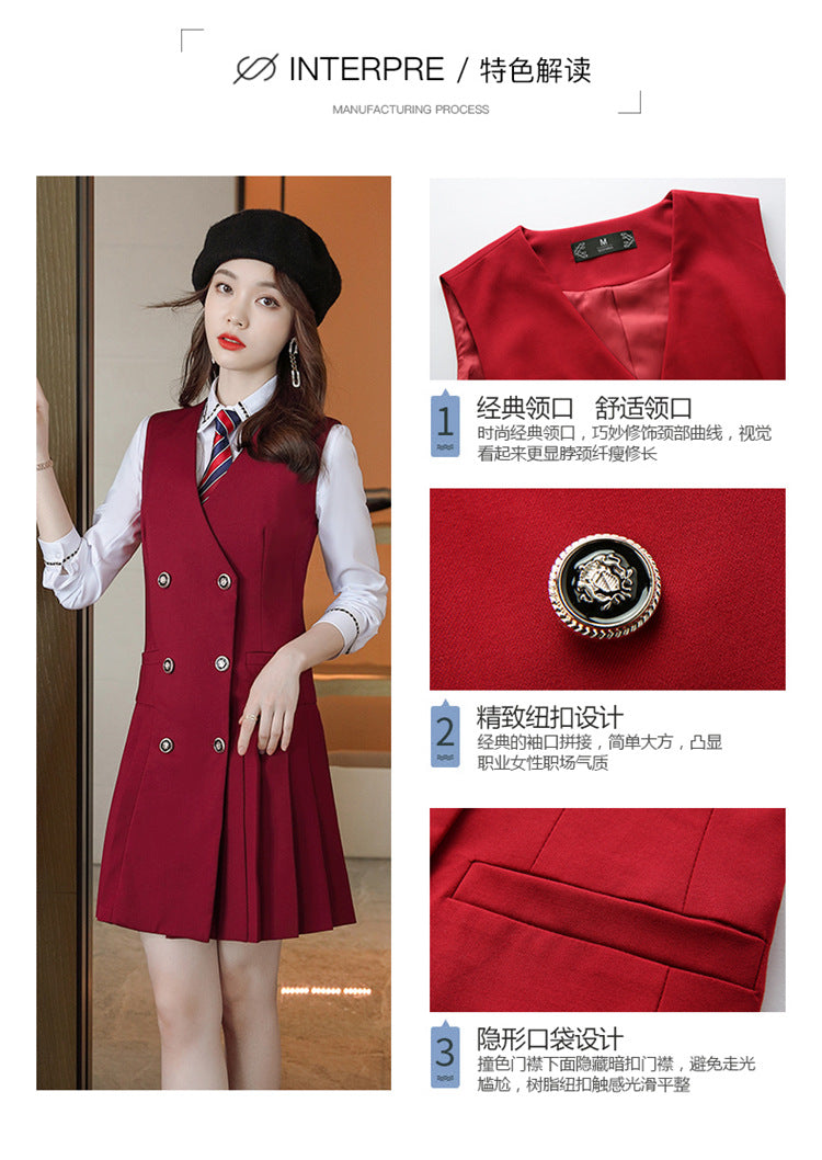 【Fashionable Pleated Skirt】Blue Dress for Women Autumn 2026 New Style Unique Design Korean Version Suspender Dress