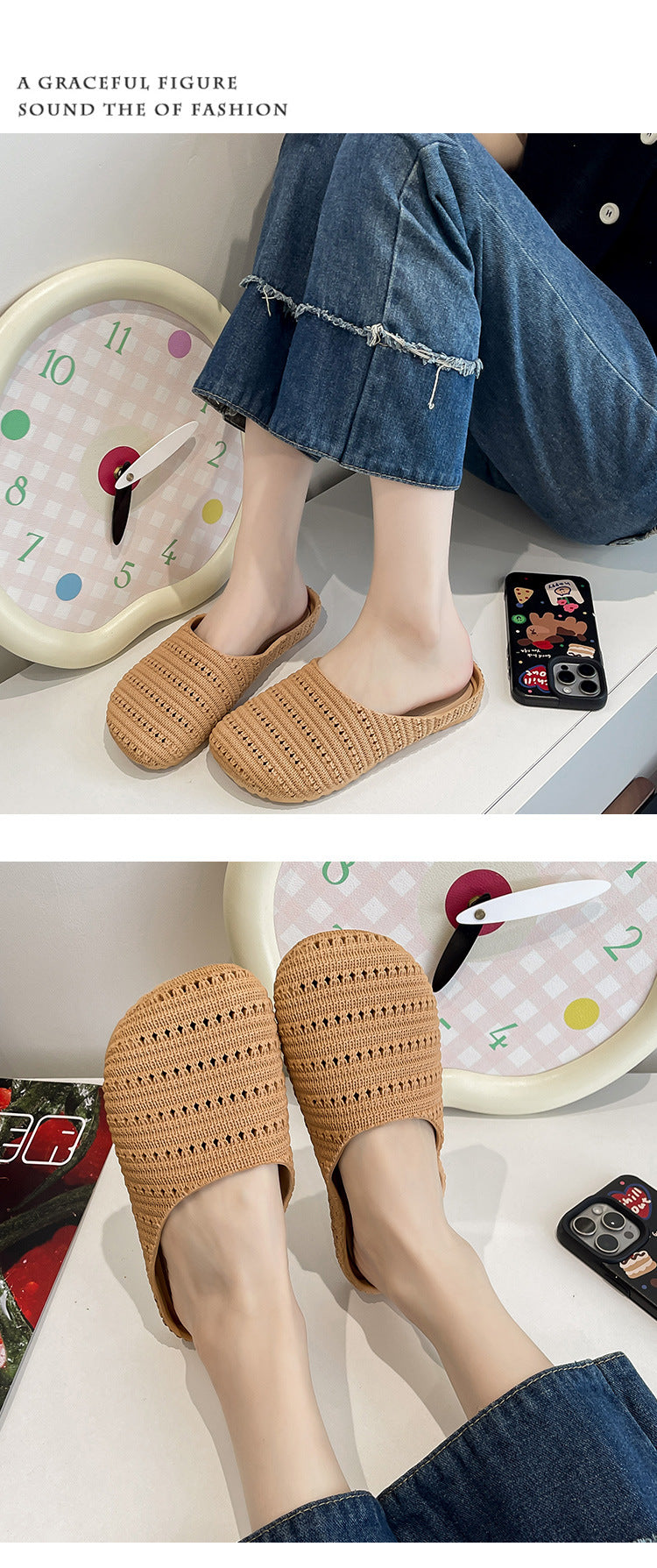 New Foreign Trade French Niche Hollow Toe Half Slippers for Women Summer Cross-Border Wear Roman Style Soft-Soled Mule Shoes