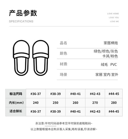 Winter Cotton Slippers for Women, Fleece-Lined, Indoor, Non-Slip, Warm, Thick-Soled, Wear-Resistant, Essential for Home Use, Couple's Cotton Patchwork New Style
