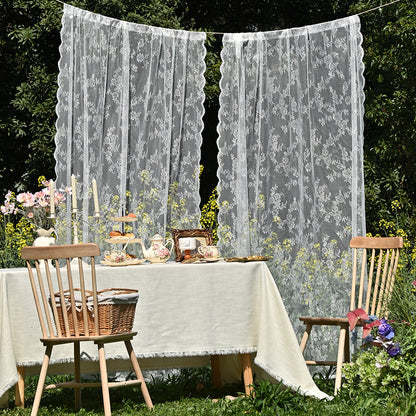Cross-border Amazon European and American Home Lace Curtain Pastoral White German Curtain Bedroom Living Room Semi-shading Finished Curtain
