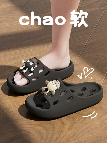 Bathroom Leaking Slippers for Women in Summer Indoor Home Use for Bathing Non-Slip Cut Out Quick-Drying Couple Non-Stinky Foot Sandals for Men