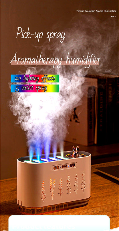 Cross-border New Air Humidifier Home Silent Bedroom Five-hole Spray Aromatherapy Creative Dynamic Colorful Voice Control Pick-up