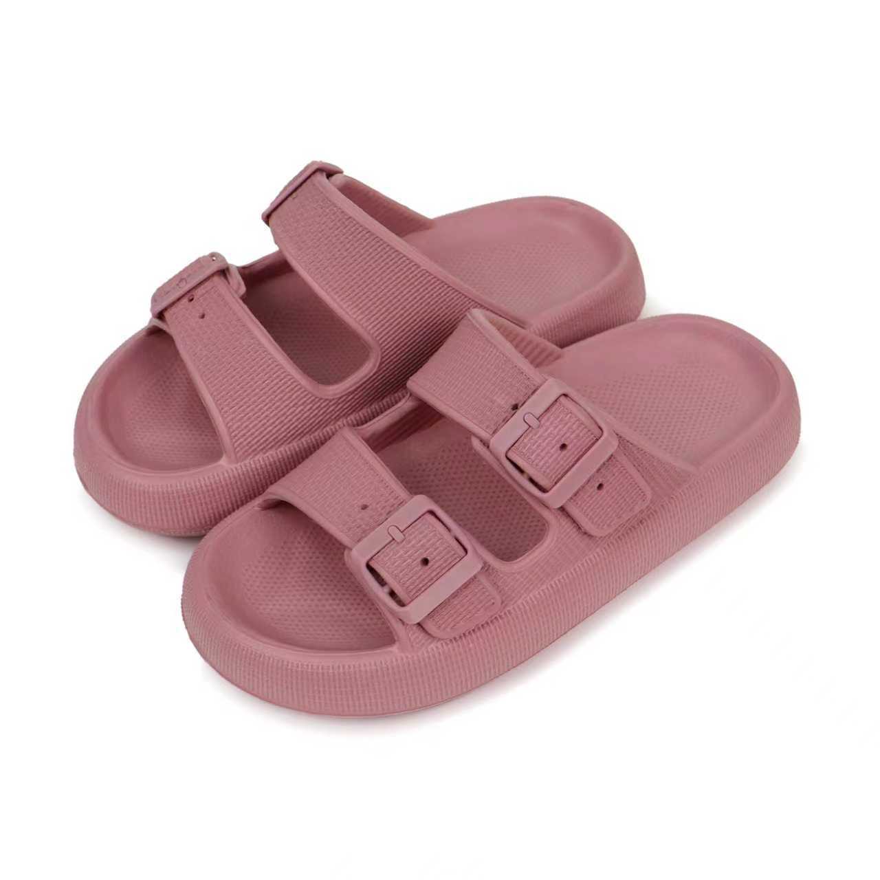 2026 New Thick-Soled Slippers, Wear-Resistant Double Buckle Eva Sandals, Couple's Summer Women's Outdoor and Indoor Slippers with a Soft Cushioning Feel