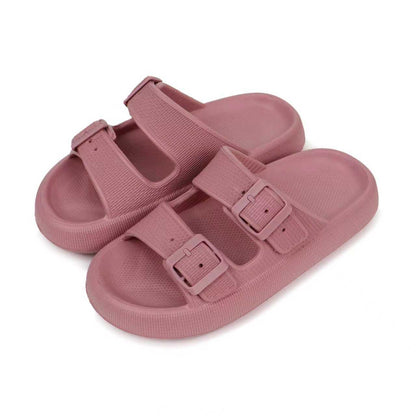2026 New Thick-Soled Slippers, Wear-Resistant Double Buckle Eva Sandals, Couple's Summer Women's Outdoor and Indoor Slippers with a Soft Cushioning Feel