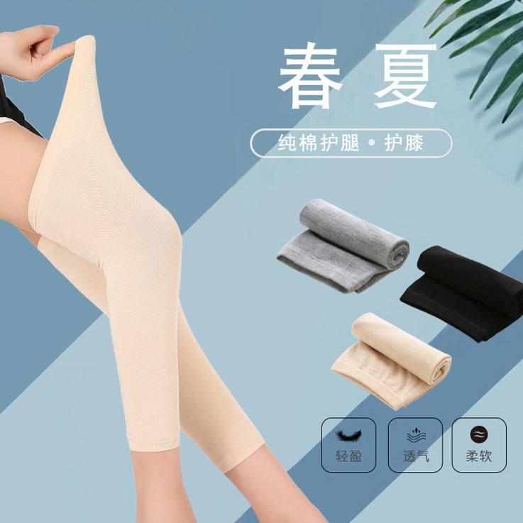 Men's and Women's Air-conditioned Room Warm Knee Cover Joint Sports Leg Cover Thin Pure Cotton Breathable Knee Pad