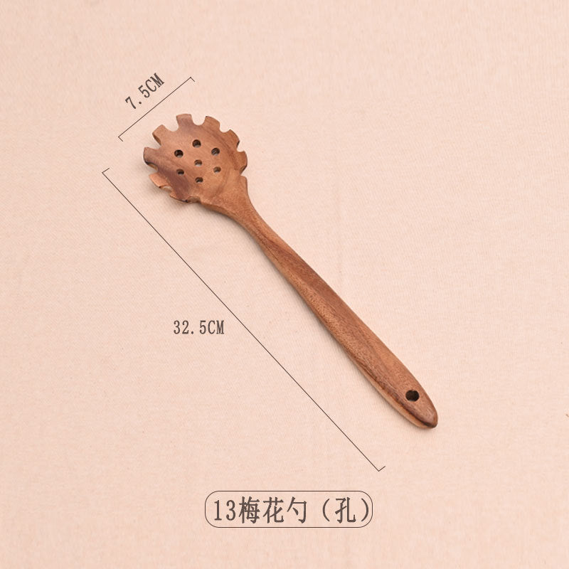 Paint-free Wax-free Wooden Cooking Spoon Shovel suit Kitchenware Long Handle Non-stick Pan Stir-frying Shovel Wooden Acacia Soup Spoon