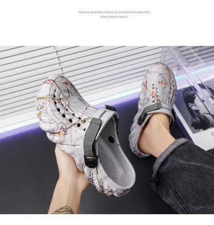 One Shoe, Two Wear, Fashionable Large Size Cross-Border Clogs, Men's Outer Wear, Casual Toe-Toe Slippers, Outdoor Trendy Men's Beach Shoes