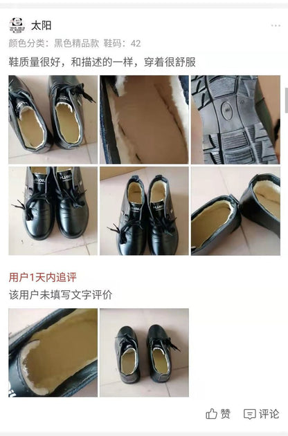 [Genuine leather cowhide] men's cotton shoes winter fleece-lined casual leather shoes non-slip waterproof middle-aged and elderly dad shoes
