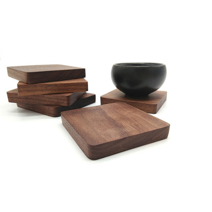 Wooden Coaster Black Walnut Square Coaster Wooden Insulation Pad Solid Wood Coaster Engraved Logo