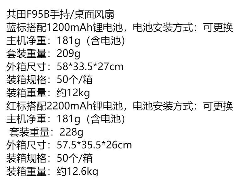 Gongtian Fan F95B Mini Portable Handheld Fan USB Charging High Wind Student Dormitory Dropshipping