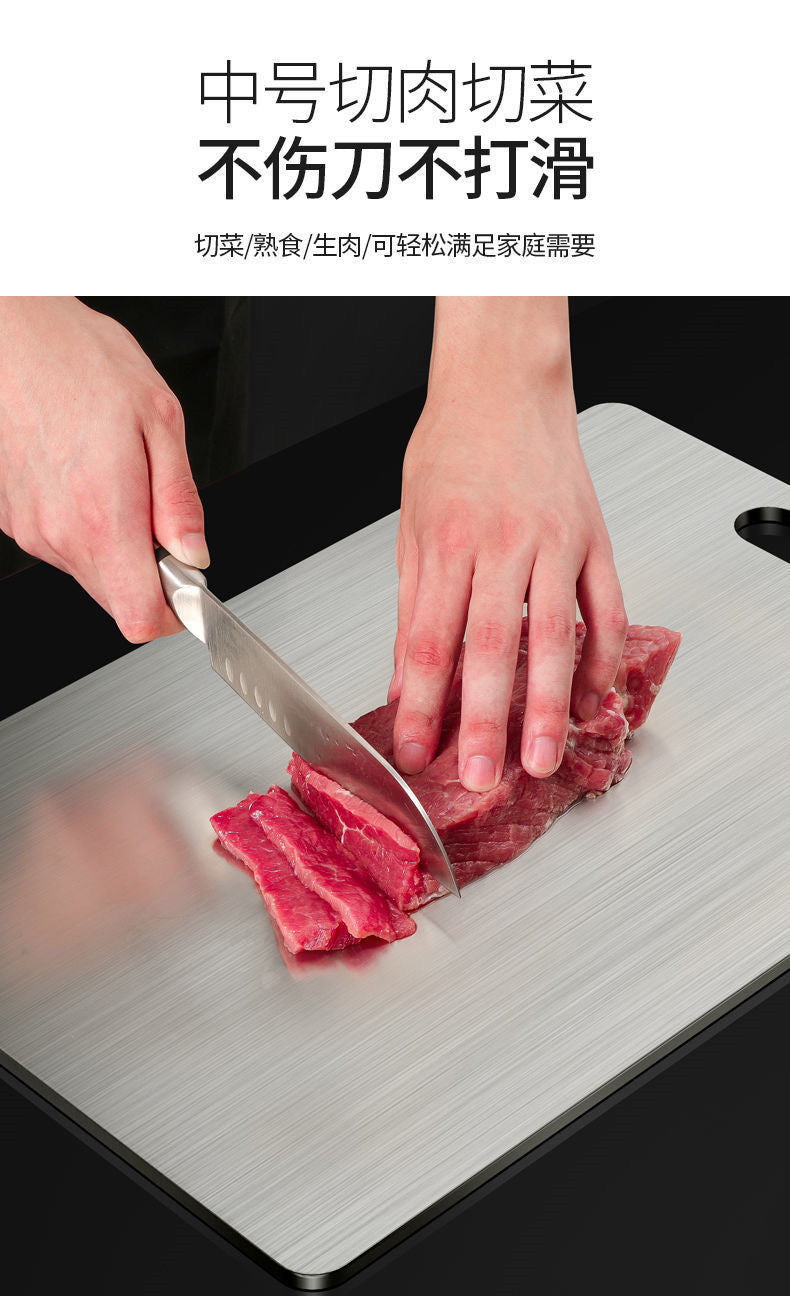 Thickened Double-Sided 304 Stainless Steel Cutting Board, Large Cutting Board, Antibacterial and Mildew-Proof Household Vegetable and Fruit Cutting Board