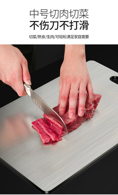 Thickened Double-Sided 304 Stainless Steel Cutting Board, Large Cutting Board, Antibacterial and Mildew-Proof Household Vegetable and Fruit Cutting Board