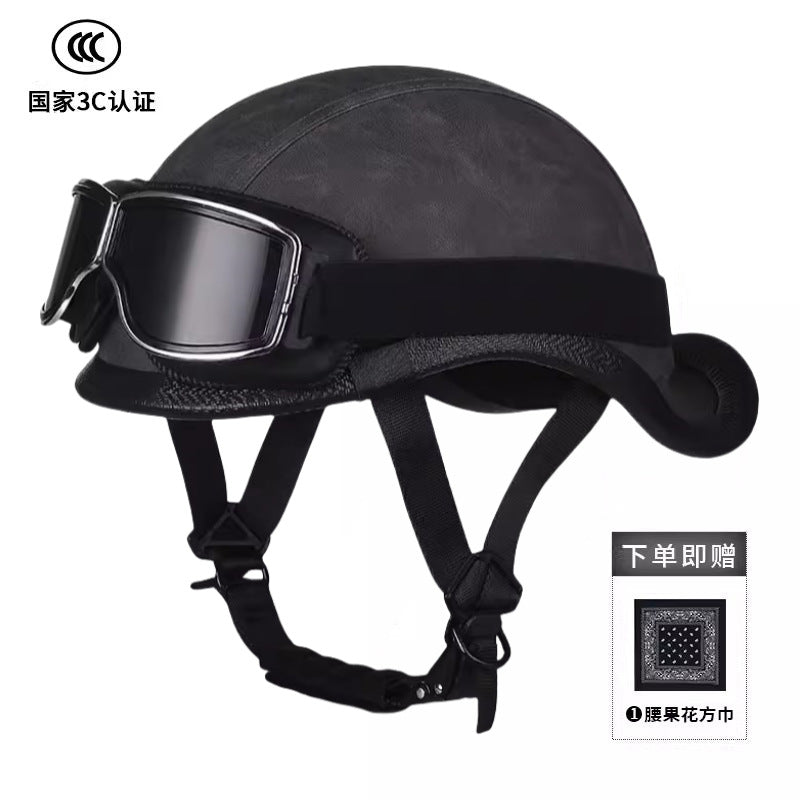 New National Standard 3C Retro Flip-Up Helmet for Women, Motorcycle Half-Helmet for Men, Electric Scooter Helmet, Cruiser Helmet for Riding