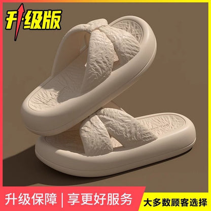 New Home Slippers for Women with Bows, Indoor Quick-Drying, Non-Slip, Bathing and Stepping on Shit, Solid Color Casual Sandals and Slippers Wholesale
