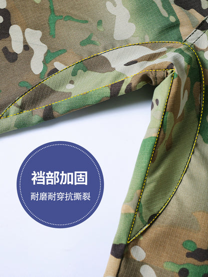 Outdoor Summer Camouflage Clothing suit Men's Wear-resistant Tear-resistant Multi-pocket Labor Protection Breathable Quick-drying Training Clothing Men's Tooling