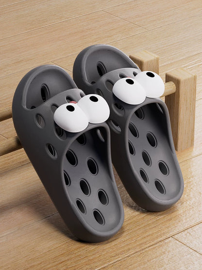 Bathroom Bath Slippers Women's Cartoon Eyes New Summer Home Dormitory Hotel Anti-slip Water Leakage Quick-drying Sandals for Men