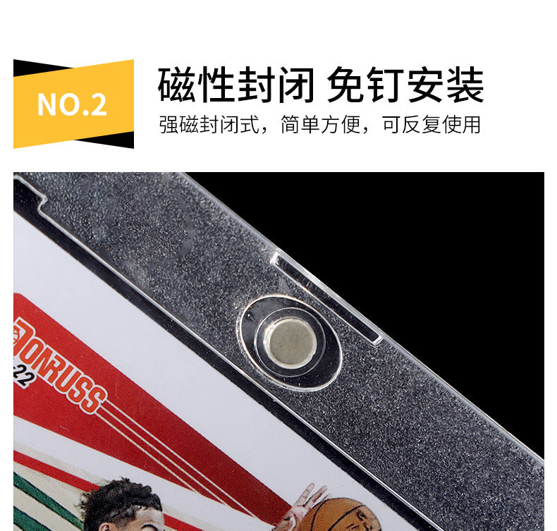 35Pt Shell Card Holder Acrylic Strong Magnetic Card Holder Stand Small Card Protective Cover Album Storage Id Card Meal Card