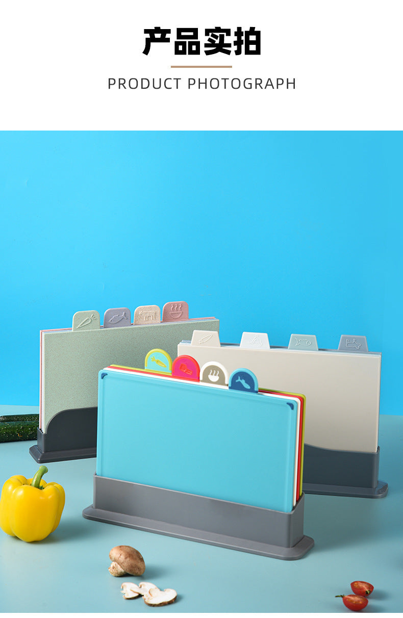 Kitchen Classification Cutting Board Creative Baby Food Supplement Wheat Straw Cutting Board Pp Plastic Creative Four-Piece Set Classification Cutting Board