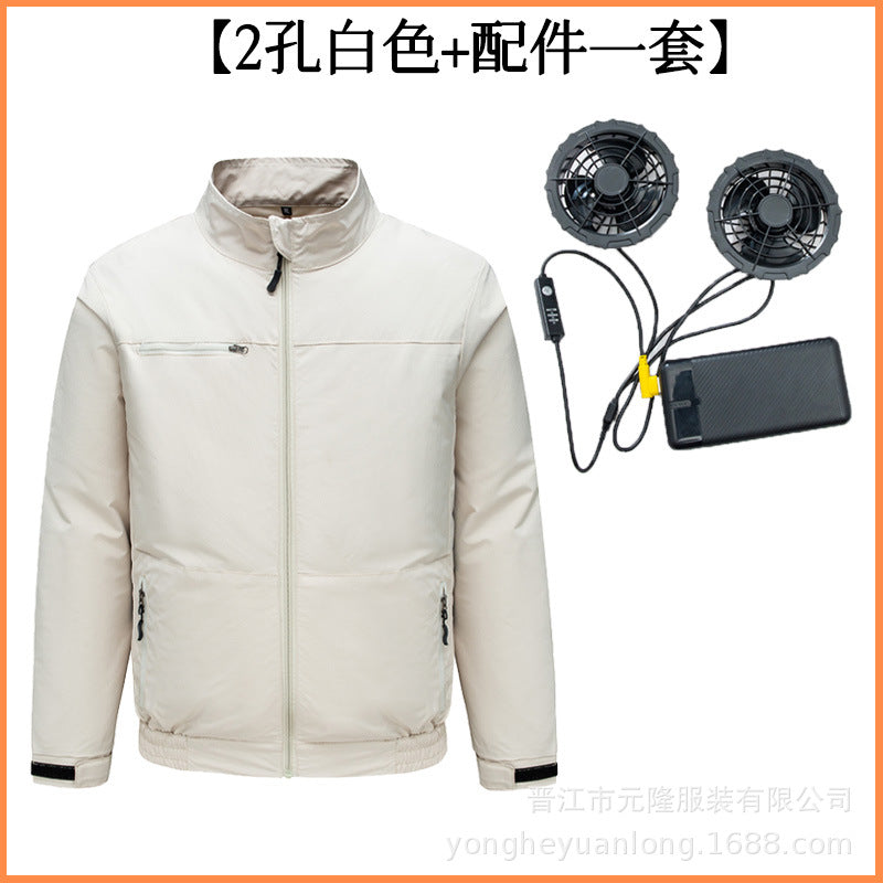 Cross-Border Summer Cooling Air-Conditioning Clothing with Fan Refrigeration Workwear Outdoor Heatstroke Prevention Fan Clothing Men's Labor Protection Clothing Work Clothes