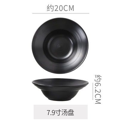 Retro Style Ceramic Kiln Straw Hat Plate Restaurant Hotel Home Threaded Pasta Plate Japanese Fruit Salad Snack Plate