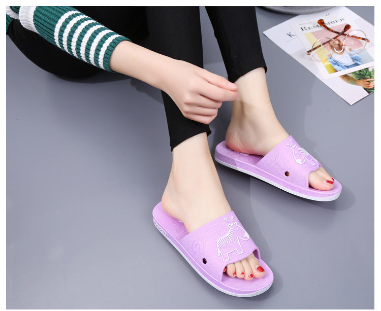 Summer Pvc Bathroom Slippers Home Cartoon Couple Slippers Indoor Cute Bath Non-Slip Sandals Women's Stall