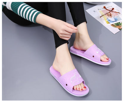 Summer Pvc Bathroom Slippers Home Cartoon Couple Slippers Indoor Cute Bath Non-Slip Sandals Women's Stall