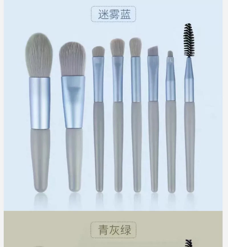 Morandi 8-Piece Beginner Makeup Brush Set Beauty Tools Portable Brushes for Beginners Eyeshadow Brush Loose Powder Setting Brush