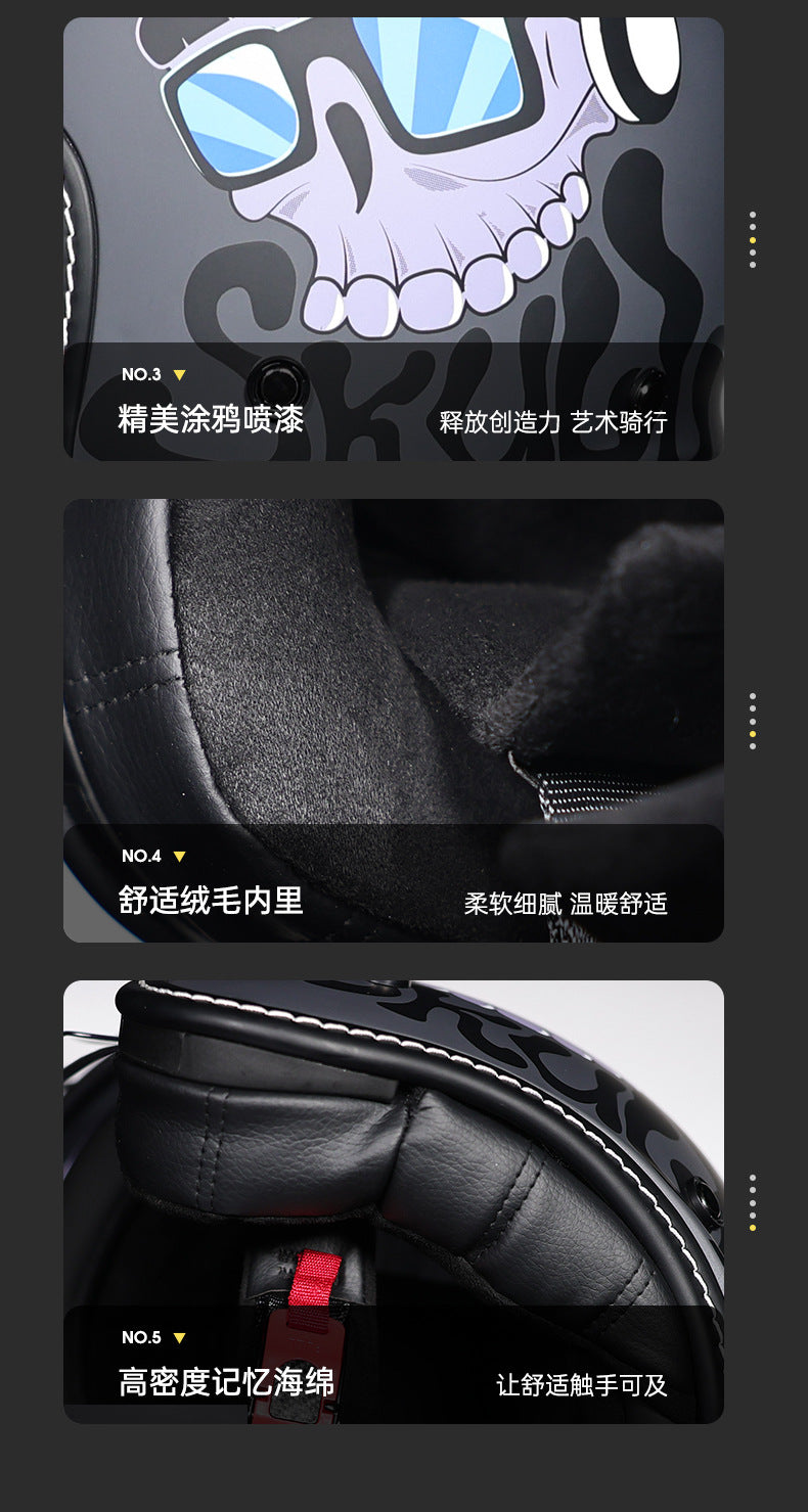 Orz Retro Helmet for Men and Women 3C Certified Motorcycle Half Helmet for Girls Winter Universal Four-Season Electric Motorcycle