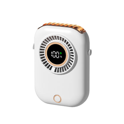 New Handheld Digital Display Small Fan Portable USB Lazy Electric Fan Outdoor Mini Waist Fan Hanging Neck Fan
