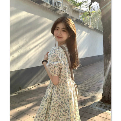 Summer 2024 New Seaside Vacation Elegant Floral Dress Platycodon grandiflorum Tea Break French Long Dress Women's Spring Dress