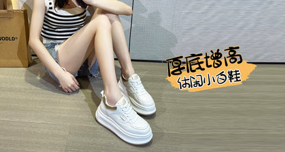 Thick-Soled White Sneakers for Women 2026 Spring and Autumn Hot-Selling Genuine Leather Breathable Sneakers for Women, Super Popular Versatile Casual Platform Shoes