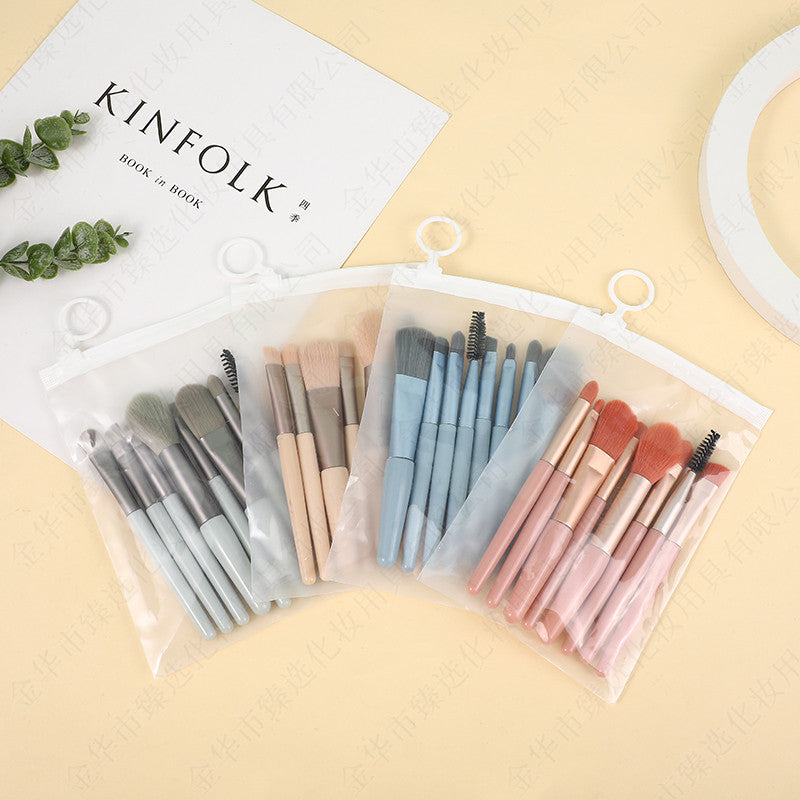 Morandi 8-Piece Beginner Makeup Brush Set Beauty Tools Portable Brushes for Beginners Eyeshadow Brush Loose Powder Setting Brush