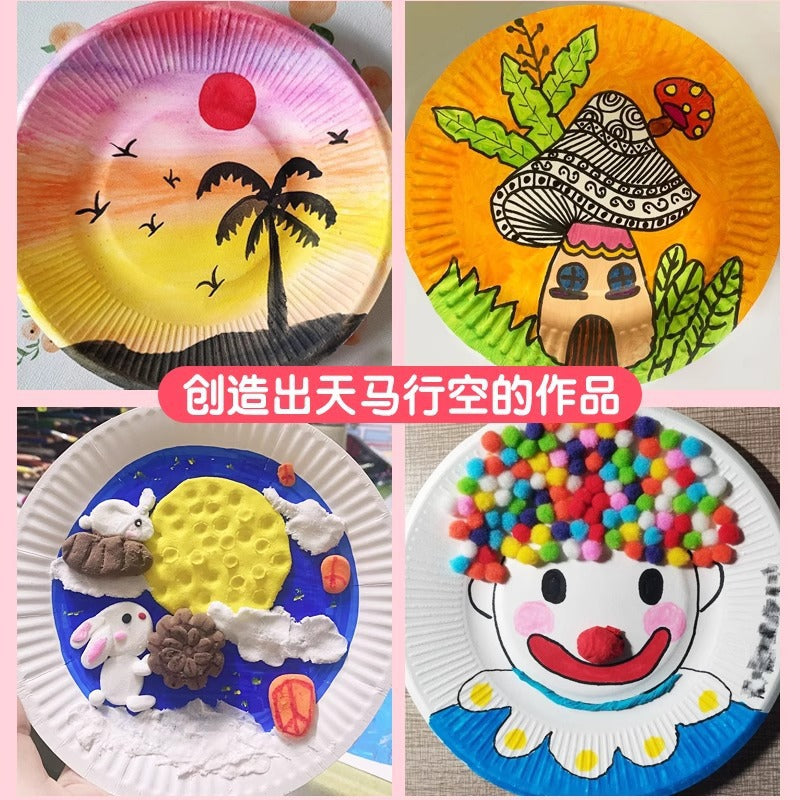 20 Pack Birthday Cake Plate Picnic Party Tableware Paper Plate Kindergarten Art Painting White Paper Plate