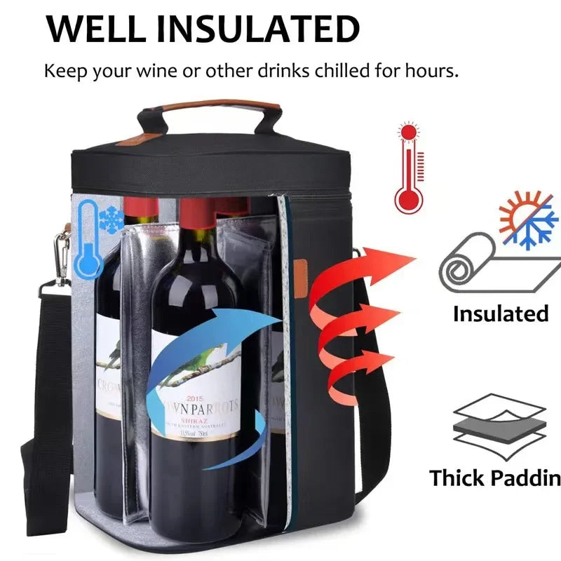lunch bag red wine thermos bag 4 bottles wine cold ice bag outdoor picnic bag picnic bag