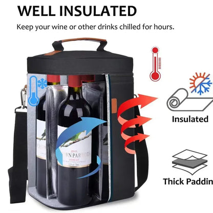 lunch bag red wine thermos bag 4 bottles wine cold ice bag outdoor picnic bag picnic bag